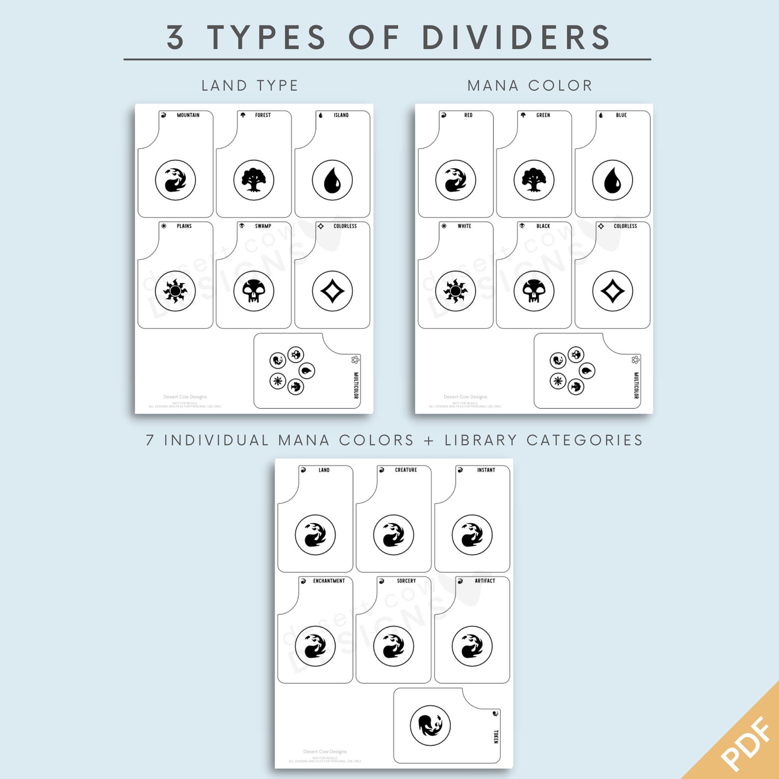 Notched MTG Card Divider Printable Vertical Card Divider US - Etsy