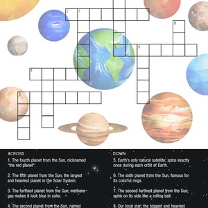 Solar System Crossword Puzzle | Educational, Printable, Digital Print, INSTANT DOWNLOAD