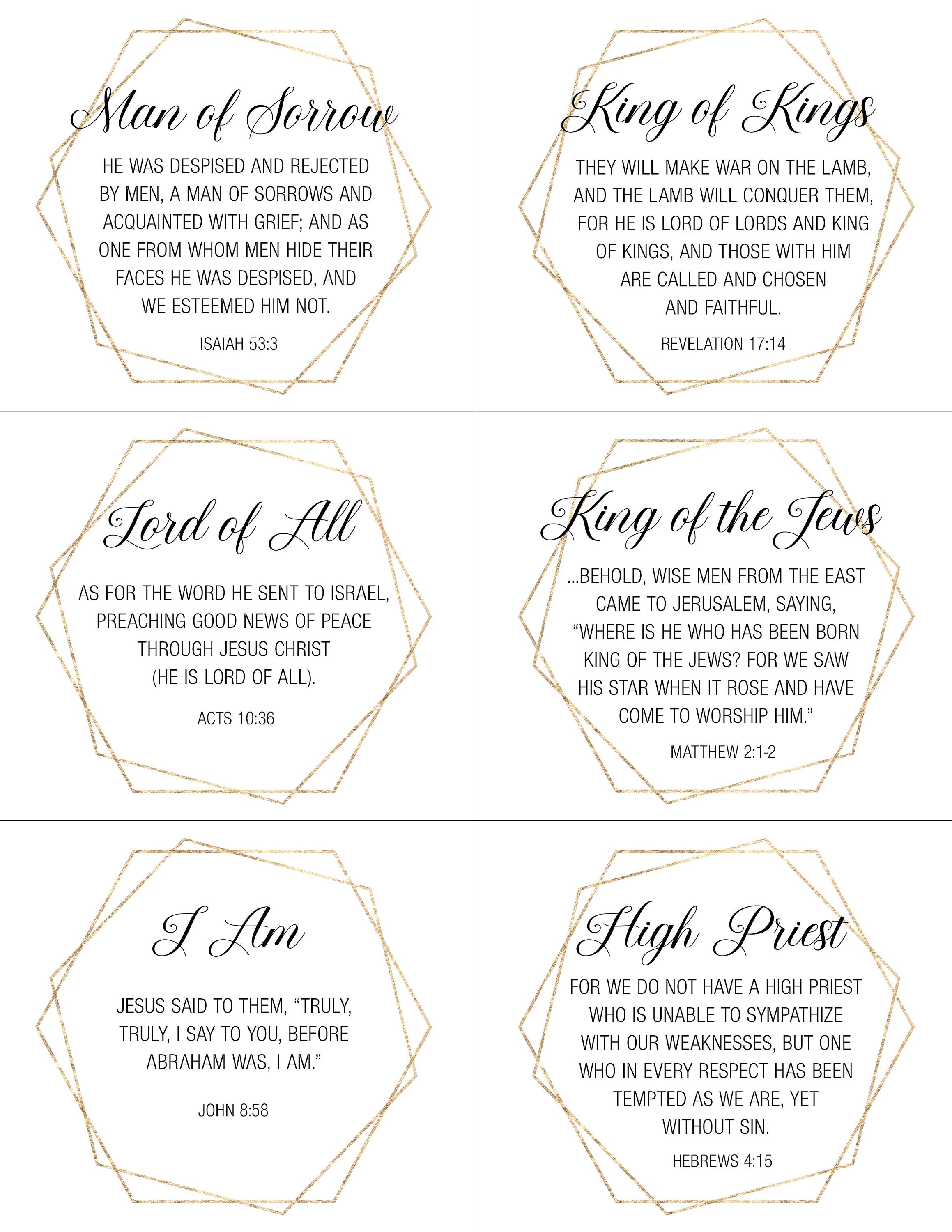 30 Names of Jesus | Modern & Minimalist Printable Scripture Cards ...