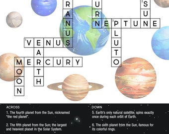 Solar System Crossword Puzzle Educational, Printable, Digital Print,  INSTANT DOWNLOAD - Etsy
