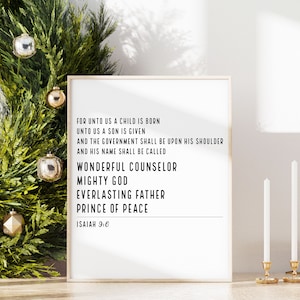 Isaiah 9:6 Printable Bible Verse Scripture Wall Art, Christmas Decor | Digital Print, INSTANT DOWNLOAD