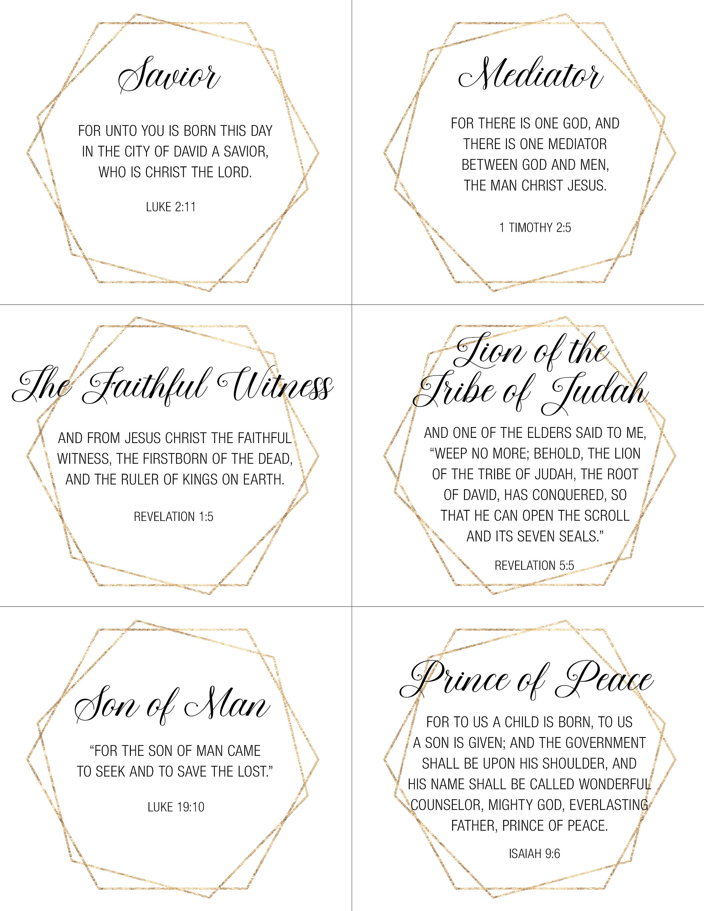 30 Names of Jesus | Modern & Minimalist Printable Scripture Cards ...