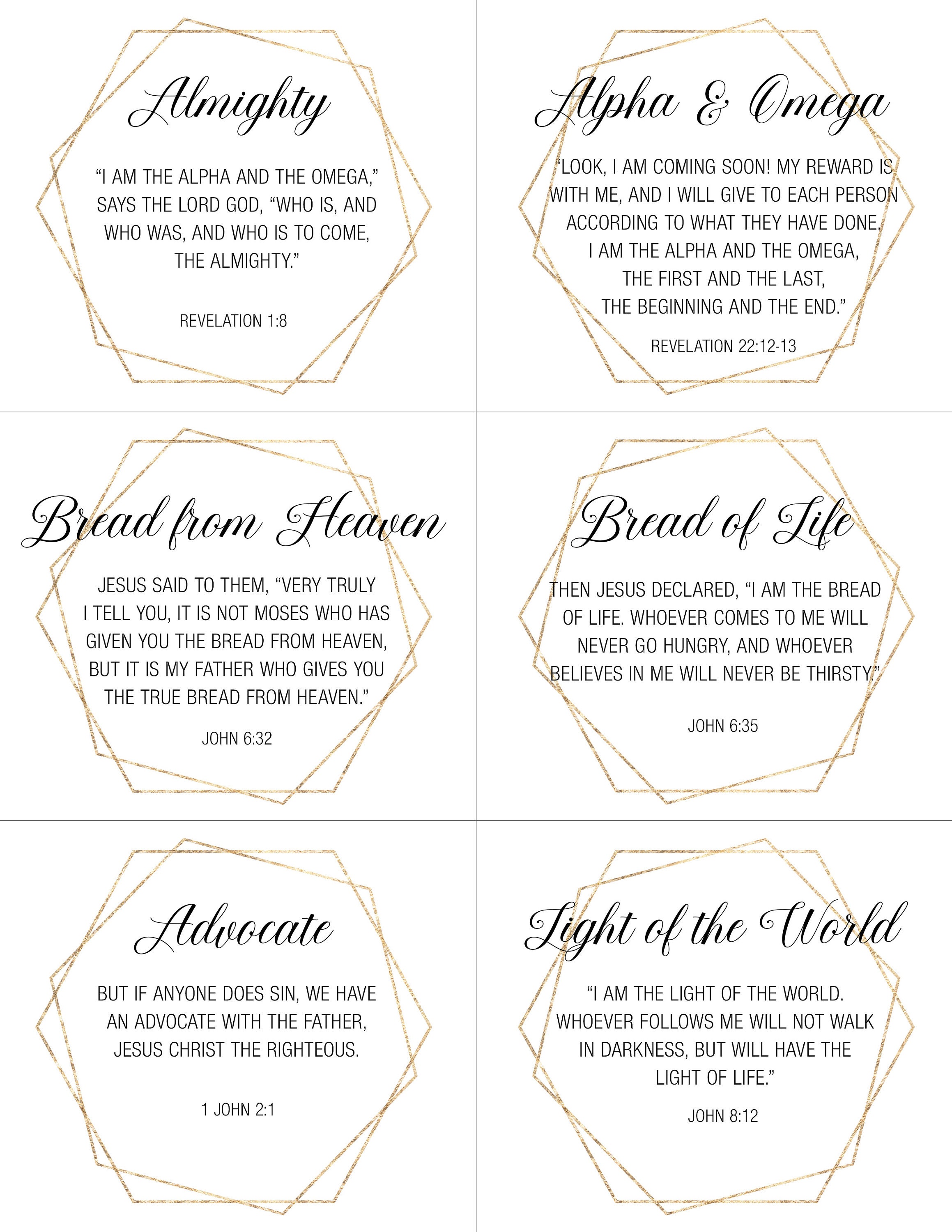 30 Names of Jesus | Modern & Minimalist Printable Scripture Cards ...