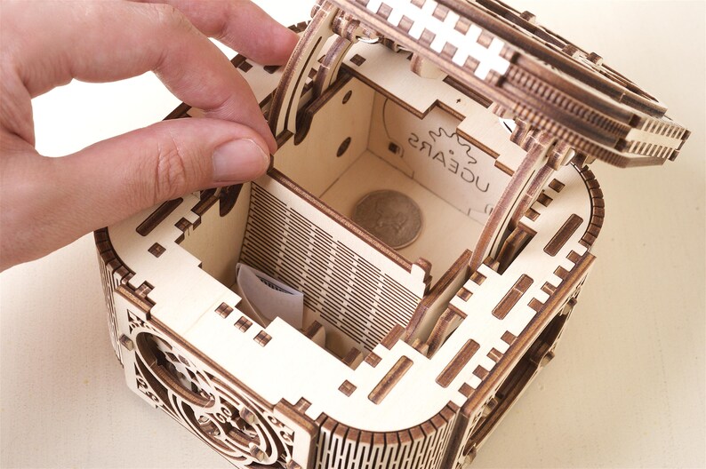 Ugears DIY Treasure Box Mechanical Wooden Model KIT 3D Puzzle Etsy