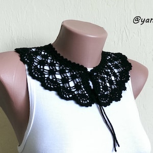 Black crochet collar necklace Peter Pan detachable collar women Removable cotton lace collar Crochet summer necklace Victorian collar