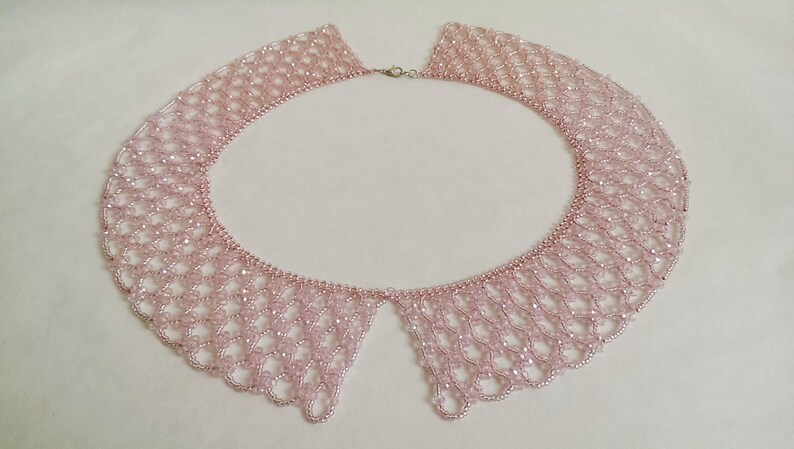 Rosa krage för kvinnor Pärlhalsband Avtagbart spetshalsband Romantiskt pärlhalsband Brudtärnegåva Brudtärnehalsband Kristallhalsband bild 6