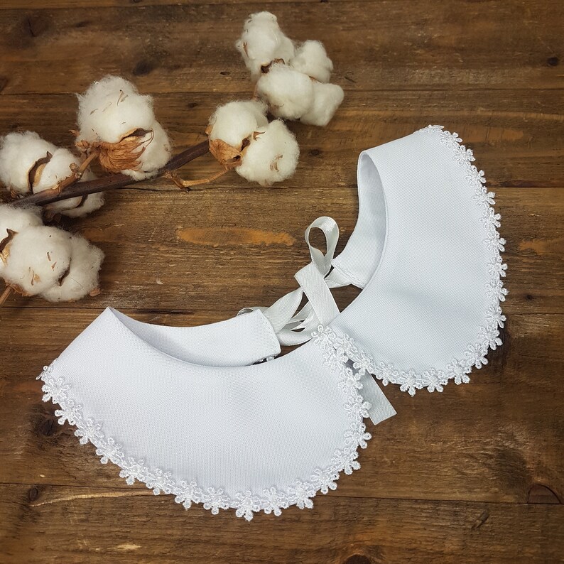 Peter Pan Detachable Collar With Ties Ribbon White Cotton Round Shape ...