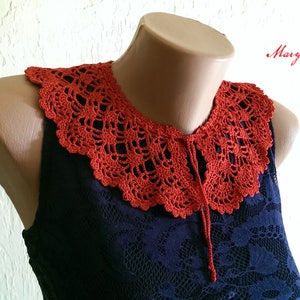 Roter Kragen gehäkelte Spitzenkragen Halskette Halskette gehäkelte Spitzenkragen Kleid Romantischer Kragen Halskette Frauen Zubehör Geschenk Eleganter Kragen