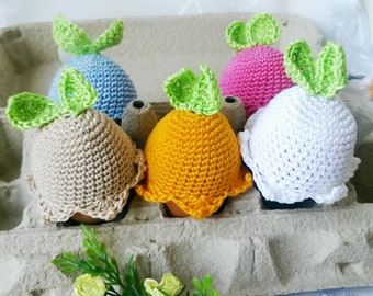 Easter egg warmer Crochet egg flowers Easter decor Easter egg hat Egg cozy Easter egg cover Kitchen holiday decor Easter gift