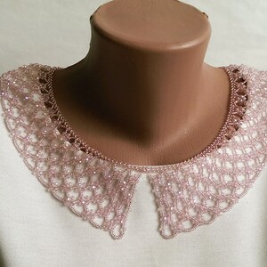 Rosa krage för kvinnor Pärlhalsband Avtagbart spetshalsband Romantiskt pärlhalsband Brudtärnegåva Brudtärnehalsband Kristallhalsband bild 2