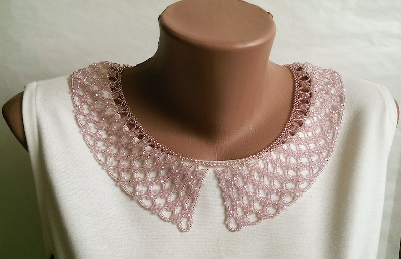 Rosa krage för kvinnor Pärlhalsband Avtagbart spetshalsband Romantiskt pärlhalsband Brudtärnegåva Brudtärnehalsband Kristallhalsband bild 2