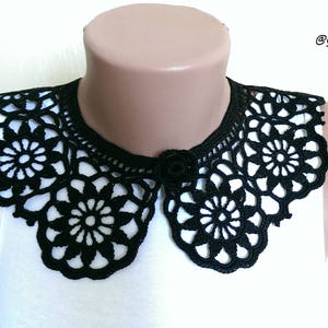 Collier noir au crochet avec fleurs, bijoux d&#39;Halloween, col claudine amovible pour femmes, collier amovible en dentelle de coton, collier au crochet