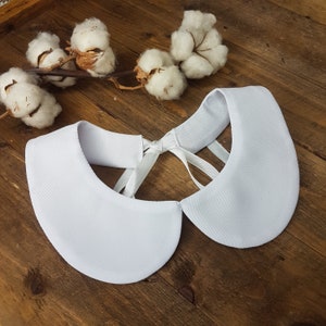 Classic white collar necklace for women Peter Pan detachable collar with ties ribbon White cotton round shape collar
