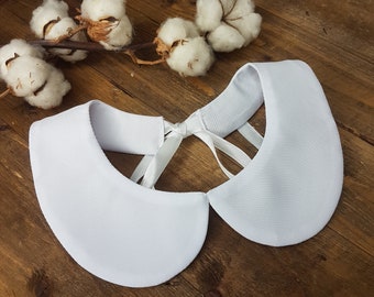 Classic white collar necklace for women Peter Pan detachable collar with ties ribbon White cotton round shape collar