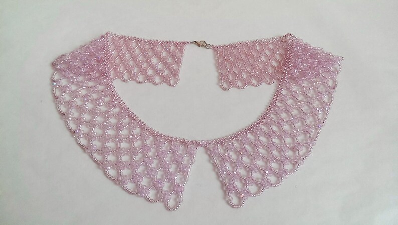 Rosa krage för kvinnor Pärlhalsband Avtagbart spetshalsband Romantiskt pärlhalsband Brudtärnegåva Brudtärnehalsband Kristallhalsband bild 7