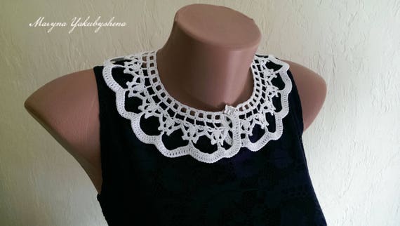 Handmade Crochet Lace Collar: White Cotton Neck Accessory