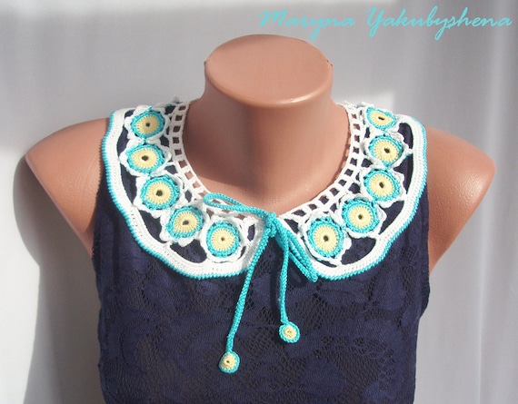 Crochet neck accessory  Lace collar dress Collar crochet Beautiful collarlace collar Romantic collar Crocheted collar necklace