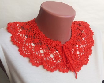 Orange crochet collar necklace women Peter pen detachable collar Romantic crochet necklace Removable adjustable collar Color of autumn