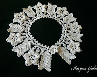 Handmade Crochet Collar: White Lace Necklace, Woman's Accessory