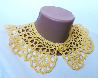 Yellow collar necklace Crochet collar necklace Lace Flowers collar Detachable cotton collar for women Removable lace collar Summer necklace