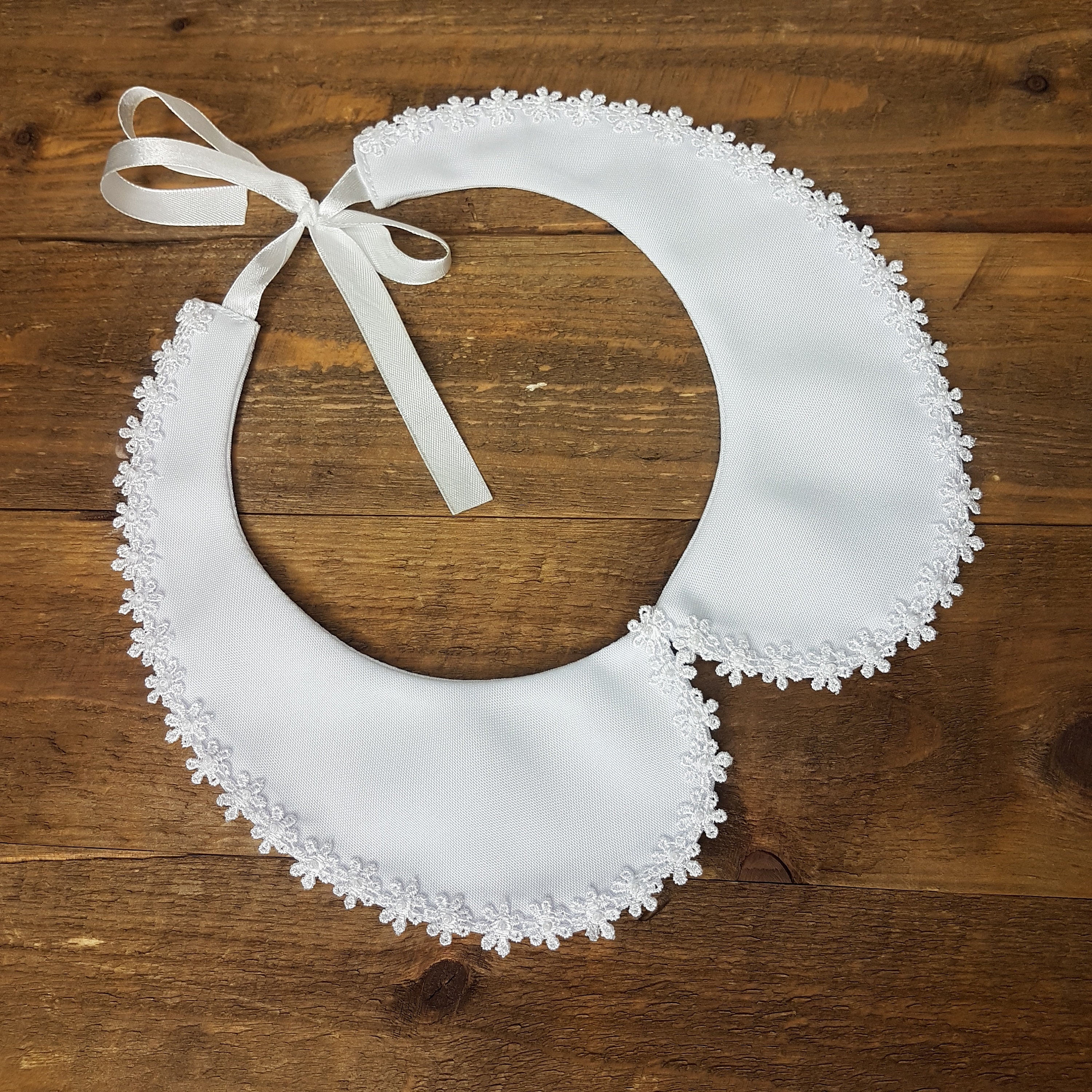 Peter Pan Detachable Collar With Ties Ribbon White Cotton Round Shape ...