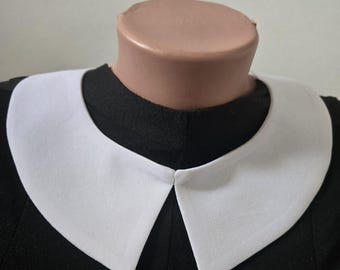 Classic white collar necklace for women Peter Pan detachable collar with ties ribbon White cotton round shape collar