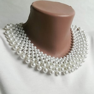 White pearl collar necklace Ginsburg collar Detachable beaded collar necklace Wedding necklace Elegant women peter pen collar removable
