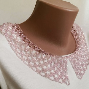 Rosa krage för kvinnor Pärlhalsband Avtagbart spetshalsband Romantiskt pärlhalsband Brudtärnegåva Brudtärnehalsband Kristallhalsband bild 1