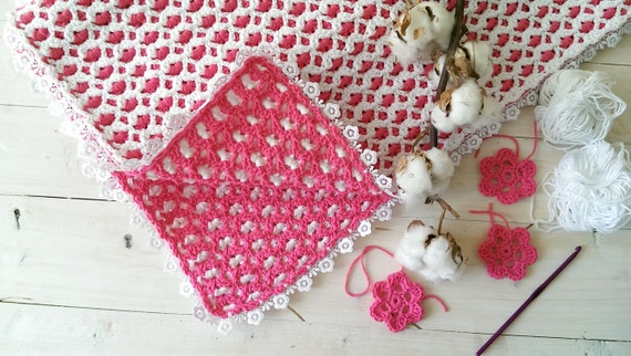 Double Sided Pink And White Crochet Baby Blanket Warm Baby Etsy Double Sided Pink And White Crochet Baby Blanket Warm Baby Etsy
