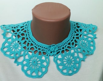 Light blue crochet collar necklace women Peter pen detachable collar Summer necklace Lace collar Flowers collar Romantic crochet necklace