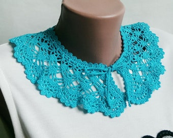 Turquoise crochet collar necklace women Romantic crochet necklace Peter pen detachable collar Summer necklace Removable adjustable collar