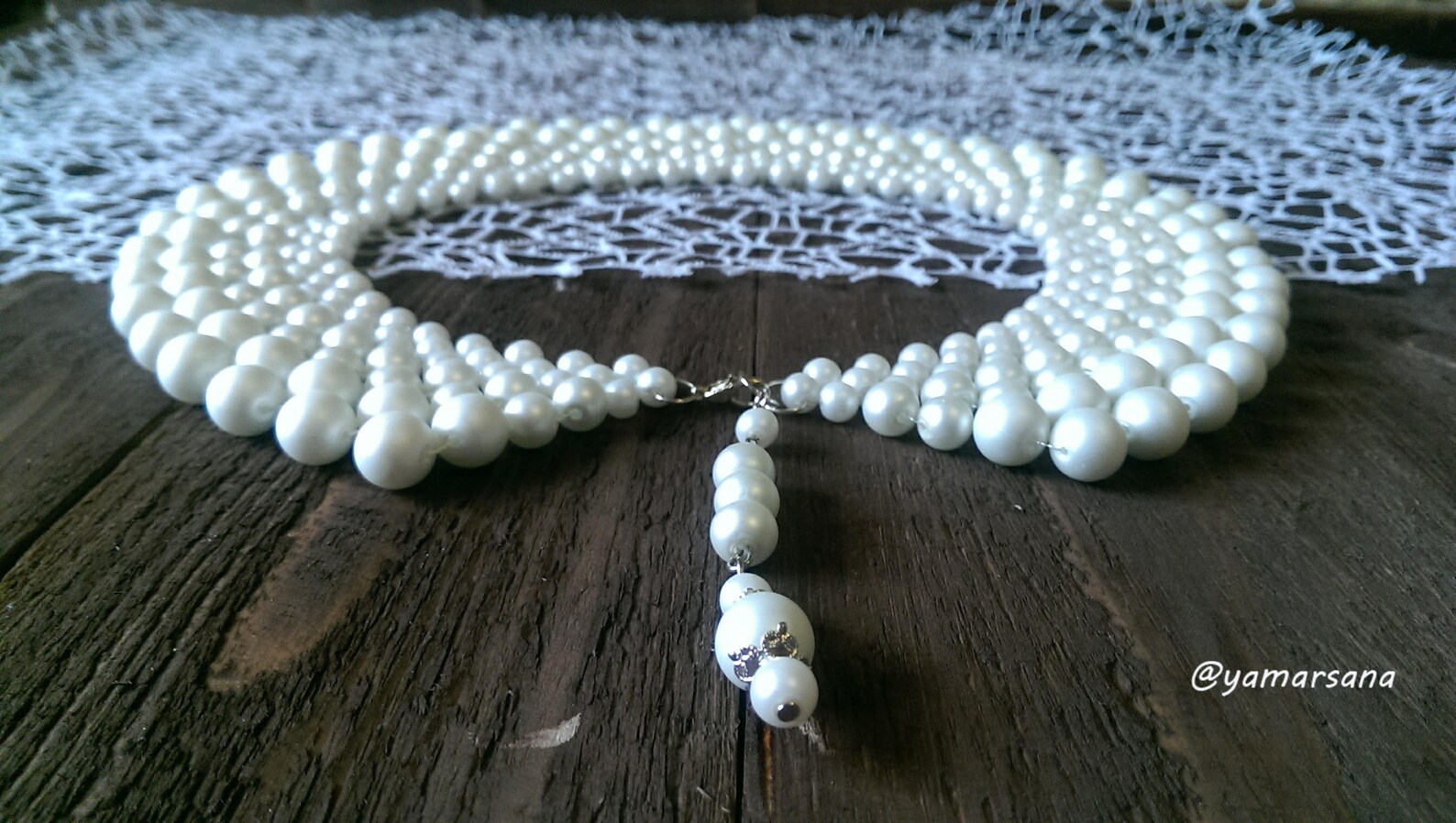 Matt snow white bead collar necklace women Elegant wedding Etsy