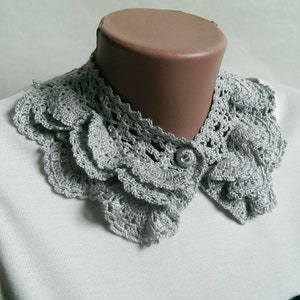Grau gehäkelte Kragen Halskette Frauen Spitze Baumwolle Kragen Kragen-Halskette Abnehmbarer Kragen Romantischer Kragen Crochet Jewelry