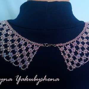Rosa krage för kvinnor Pärlhalsband Avtagbart spetshalsband Romantiskt pärlhalsband Brudtärnegåva Brudtärnehalsband Kristallhalsband bild 4