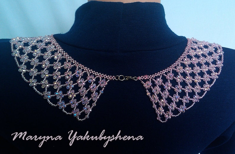 Rosa krage för kvinnor Pärlhalsband Avtagbart spetshalsband Romantiskt pärlhalsband Brudtärnegåva Brudtärnehalsband Kristallhalsband bild 4