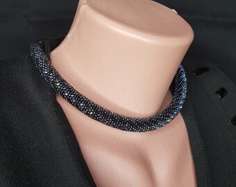 Metallic Rainbow Beaded Choker: Bohemian Chunky Necklace