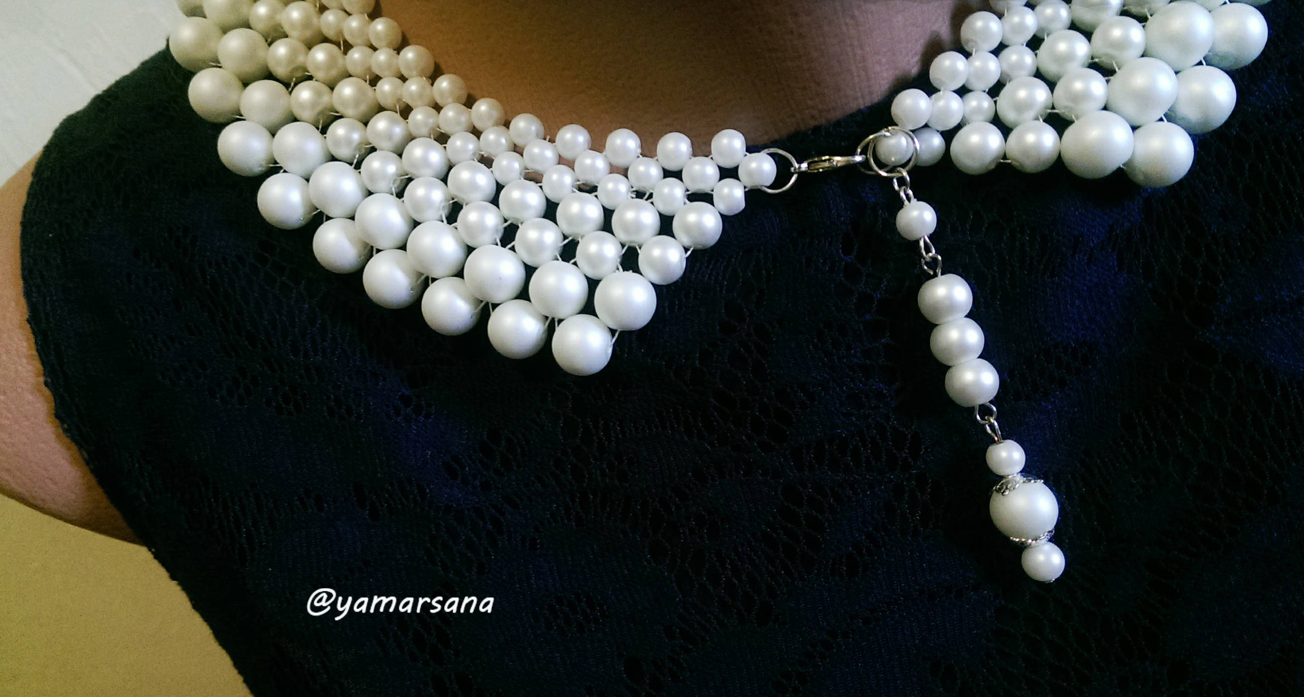 Matt snow white bead collar necklace women Elegant wedding Etsy