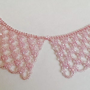 Rosa krage för kvinnor Pärlhalsband Avtagbart spetshalsband Romantiskt pärlhalsband Brudtärnegåva Brudtärnehalsband Kristallhalsband bild 8