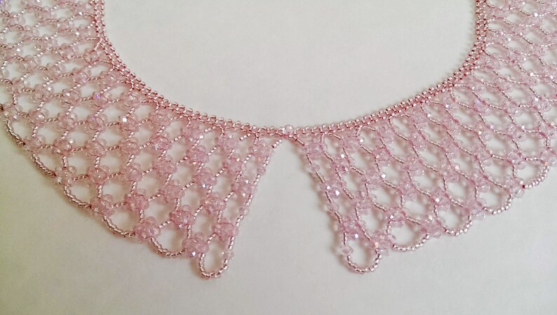 Rosa krage för kvinnor Pärlhalsband Avtagbart spetshalsband Romantiskt pärlhalsband Brudtärnegåva Brudtärnehalsband Kristallhalsband bild 8