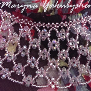 Rosa krage för kvinnor Pärlhalsband Avtagbart spetshalsband Romantiskt pärlhalsband Brudtärnegåva Brudtärnehalsband Kristallhalsband bild 9