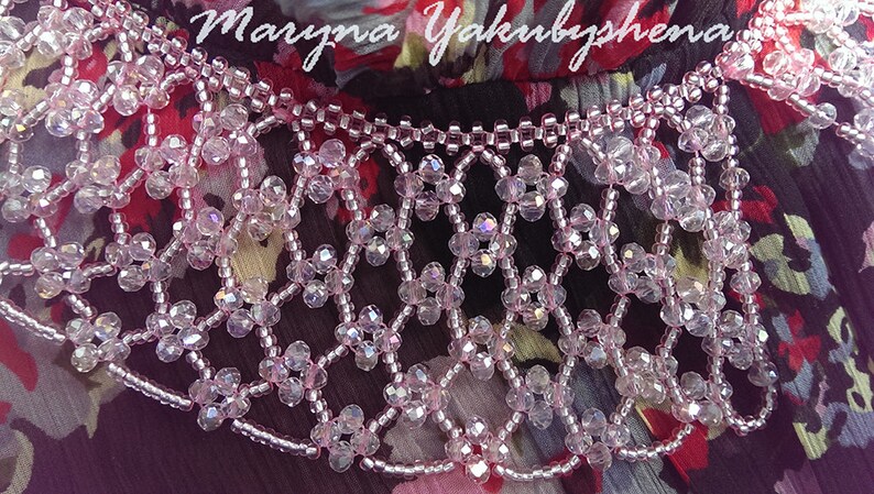 Rosa krage för kvinnor Pärlhalsband Avtagbart spetshalsband Romantiskt pärlhalsband Brudtärnegåva Brudtärnehalsband Kristallhalsband bild 9