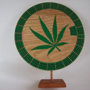 Pot Leaf Custom Cribbage Board