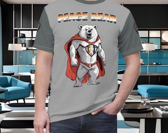 Peace Bear Superhero Pull-Over Shirt, Mod Bear Silhouette Tee, LGBTQ Bear Pride Peace Shirt, Bear Top, Peace Bear T-Shirt