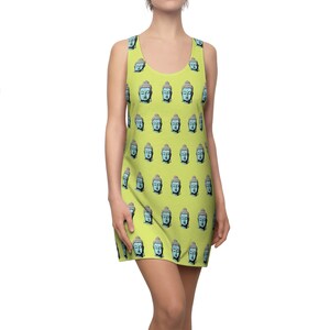 Pop-Art Buddha Print Racerback Sleeveless Dress