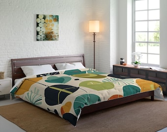 Comforter with Atomic Peace Circles, Mid Century Modern Style Bed Spread, Retro MCM Style Blanket, Vintage MCM Style Comforter, 4 Sizes
