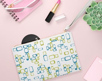 Bolso de mano con diseño geométrico de la paz, estilo retro, color chartreuse y turquesa, moderno, estilo vintage, para noche