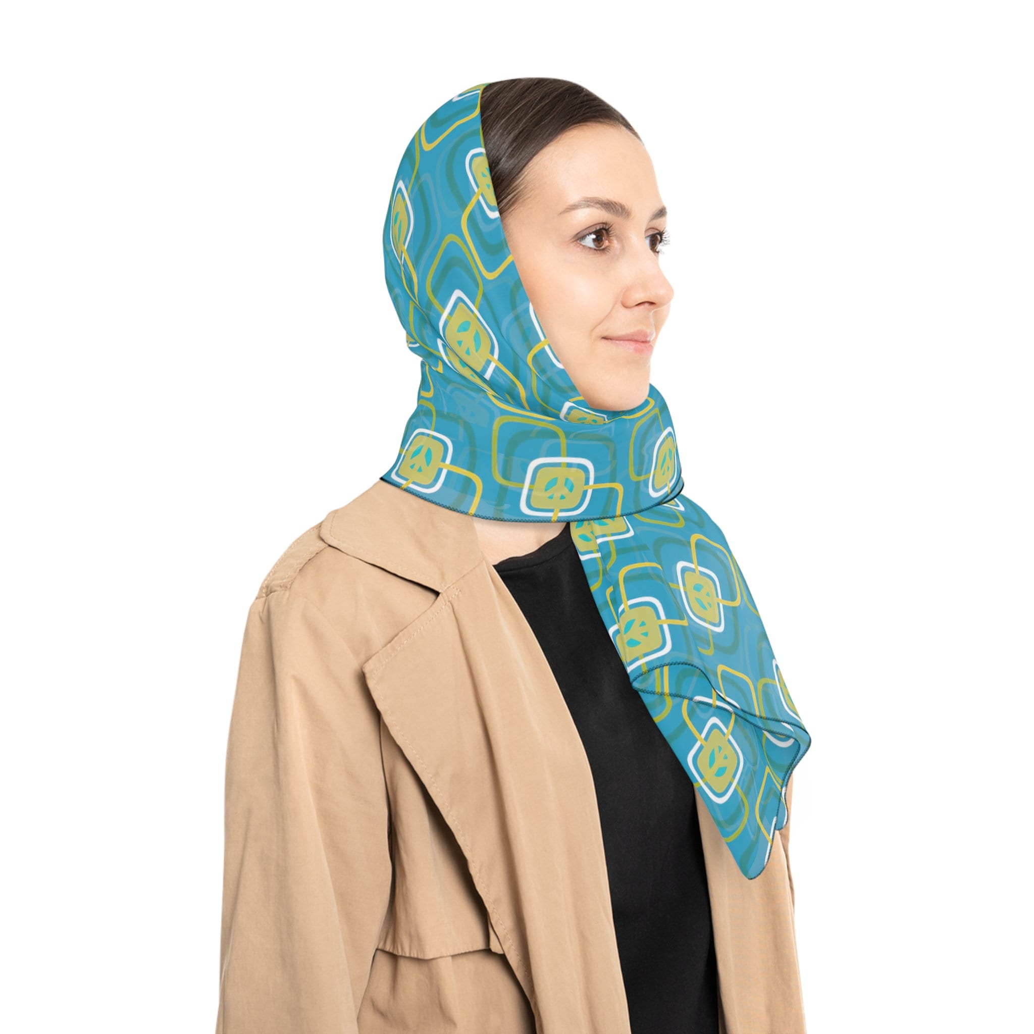 Mid Century Modern Style Square Peace Scarf, Retro Mod Peace Scarf