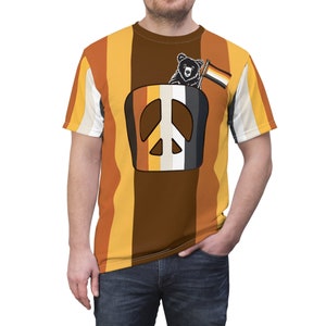 Peace Bear Pride Pull-Over Shirt, Mod Bear Flag T-Shirt, LGBTQ Bear Pride Peace Shirt, Bear Peace Sign Tee