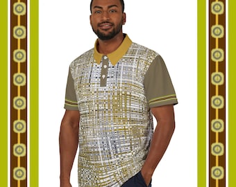 Polo unisex Golden Peace, estilo vintage de los años 70, con el símbolo de la paz, estilo retro MCM, color amarillo mostaza.