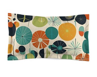Atomic Peace Circles Pillow Sham, Retro Mid Century Modern Style Peace Sign Pillow Cover, MCM Bedroom Vintage Style Atomic Pillow Cover